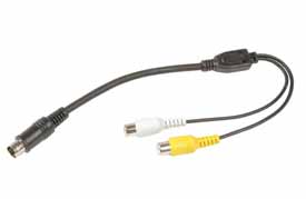 MiniDIN (han) til RCA A/V(hun)