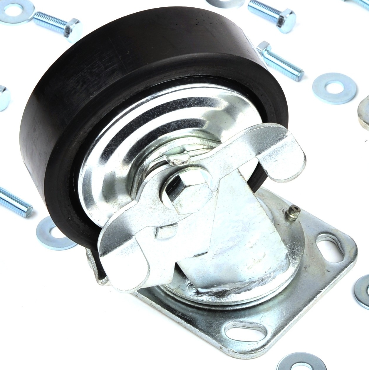 Hjul 127mm PU m/brems K 10364/