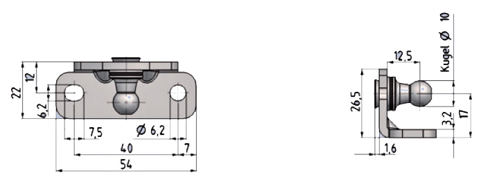 Beslag med kule �10 forsterket
