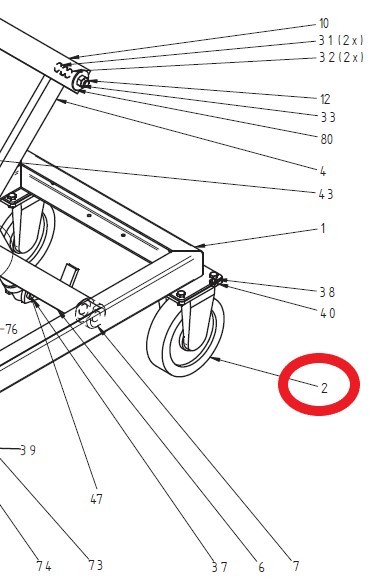 Fast hjul till lyftbord